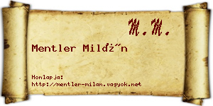 Mentler Milán névjegykártya